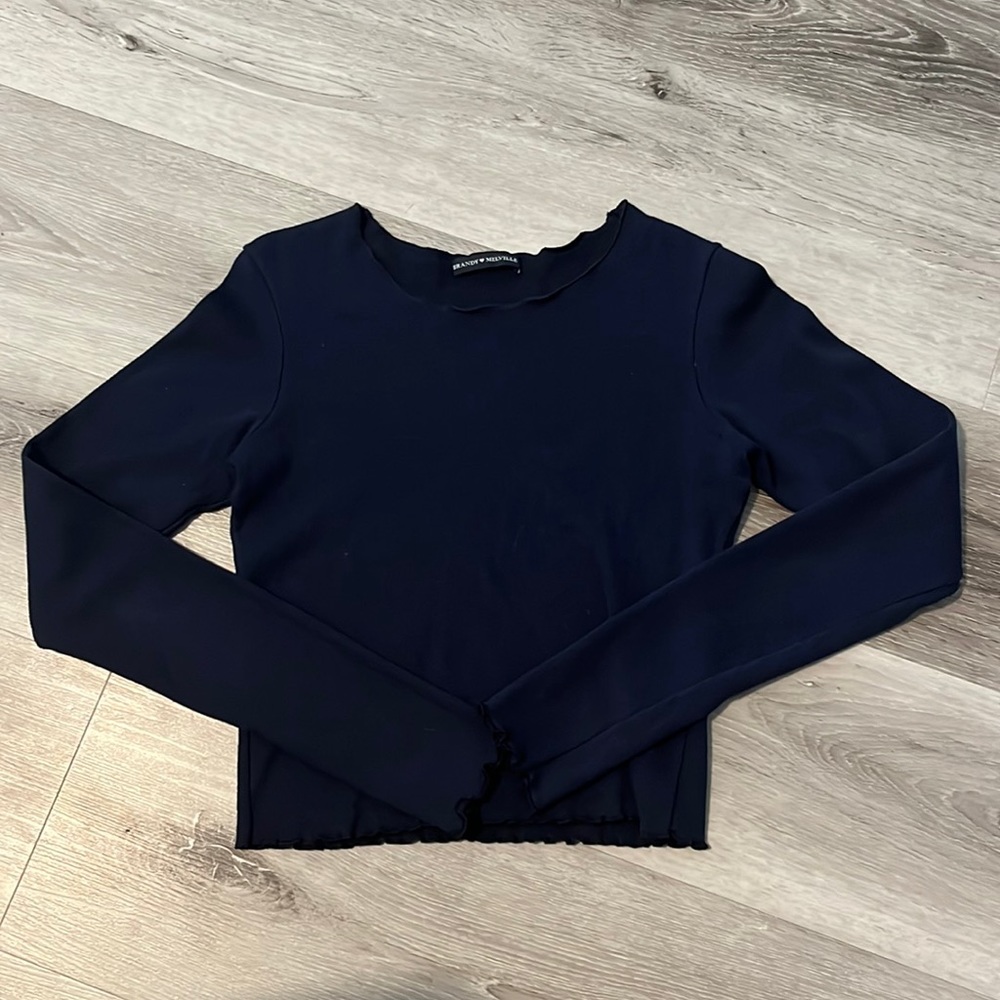 navy cropped brandy melville long sleeve